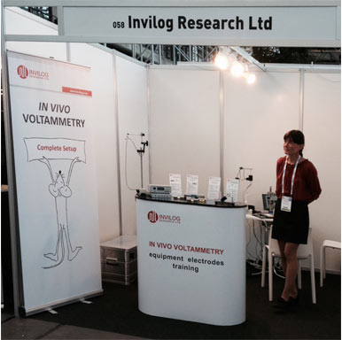 Invilog at FENS presenting bubble level probe for stereotaxic scull adjustment